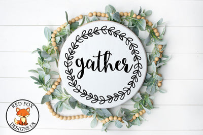 Gather with Wreath | Thanksgiving | SVG PNG DXF Cut Files SVG RedFoxDesignsUS 