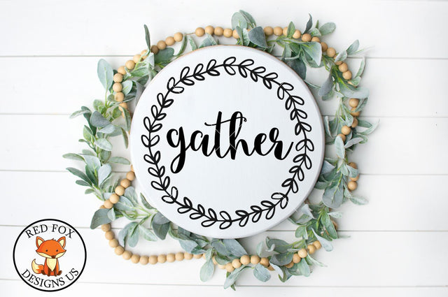 Gather with Wreath | Thanksgiving | SVG PNG DXF Cut Files SVG RedFoxDesignsUS 