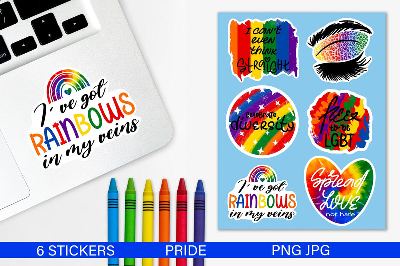 Gay Pride Printable Sticker Bundle | LGBTQ Stickers Set - So Fontsy