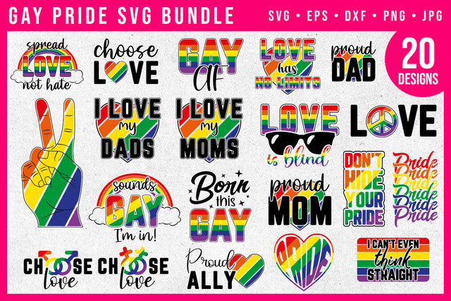 Gay Pride SVG Bundle | 20 Pride Month LGBTQ SVG SVG Hippo Creations 