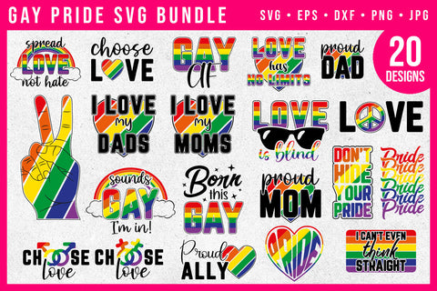 Gay Pride SVG Bundle | 20 Pride Month LGBTQ SVG SVG Hippo Creations 