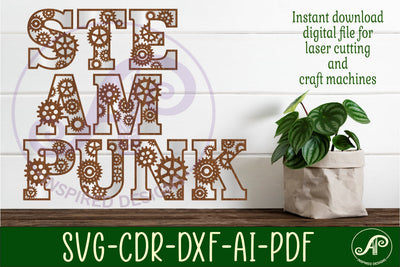 Gear Steampunk alphabet letter set bundle . 47 letters SVG APInspireddesigns 