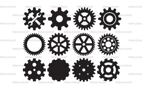 Gears Collection Set (Machine Cog) SVG TribaliumArtSF 