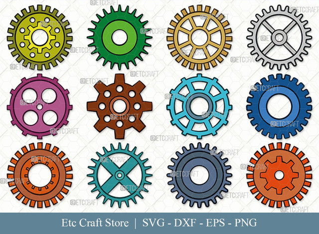Gears SVG, Gears Clipart, Metal Gears Svg, Machine Gear Svg, Cogs and Gears Svg, Cog Wheels Svg, Steampunk Cog Gear Svg, Gears Bundle SVG ETC Craft 