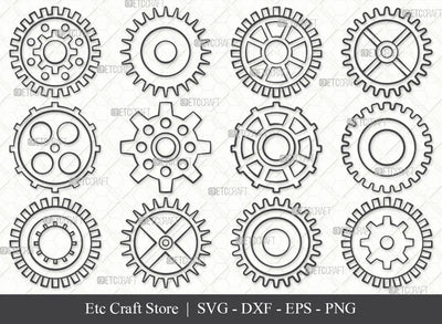 Gears SVG, Gears Outline, Metal Gears Svg, Machine Gear Svg, Cogs and Gears Svg, Cog Wheels Svg, Steampunk Cog Gear Svg, Gears Bundle SVG ETC Craft 