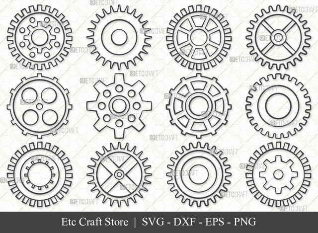 Gears SVG, Gears Outline, Metal Gears Svg, Machine Gear Svg, Cogs and Gears Svg, Cog Wheels Svg, Steampunk Cog Gear Svg, Gears Bundle SVG ETC Craft 