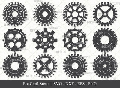 Gears SVG, Gears Silhouette, Metal Gears Svg, Machine Gear Svg, Cogs and Gears Svg, Cog Wheels Svg, Steampunk Cog Gear Svg, Gears Bundle SVG ETC Craft 