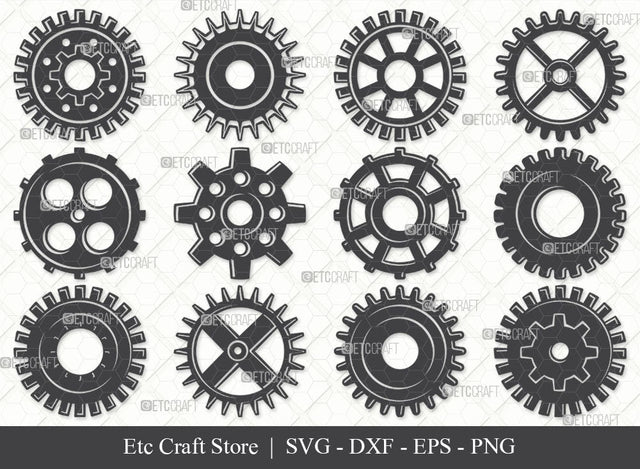 Gears SVG, Gears Silhouette, Metal Gears Svg, Machine Gear Svg, Cogs and Gears Svg, Cog Wheels Svg, Steampunk Cog Gear Svg, Gears Bundle SVG ETC Craft 