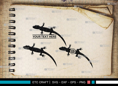 Gecko Monogram, Gecko Silhouette, Gecko SVG, Lizard Svg, Reptile Svg, Chameleon Svg, SB00269 SVG ETC Craft 