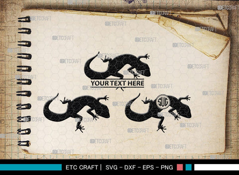 Gecko Monogram, Gecko Silhouette, Gecko SVG, Lizard Svg, Reptile Svg, Chameleon Svg, SB00269 SVG ETC Craft 