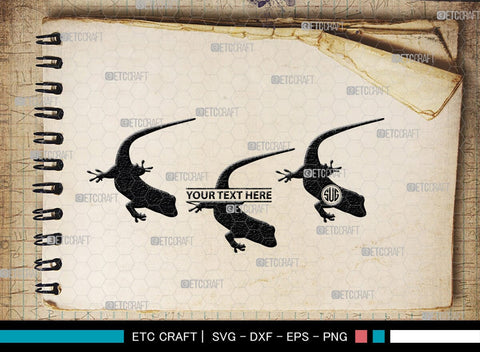 Gecko Monogram, Gecko Silhouette, Gecko SVG, Lizard Svg, Reptile Svg, Chameleon Svg, SB00269 SVG ETC Craft 