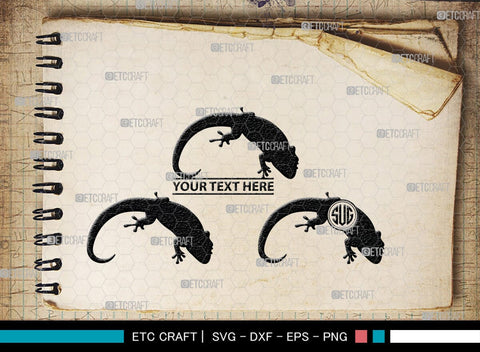 Gecko Monogram, Gecko Silhouette, Gecko SVG, Lizard Svg, Reptile Svg, Chameleon Svg, SB00269 SVG ETC Craft 