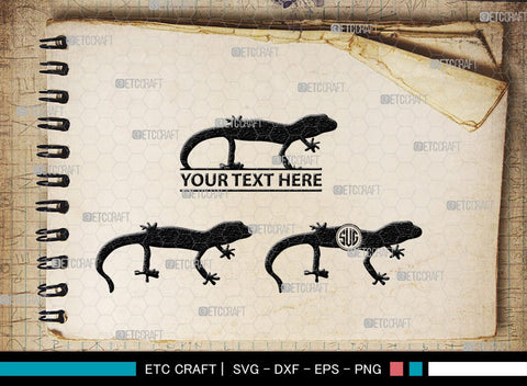 Gecko Monogram, Gecko Silhouette, Gecko SVG, Lizard Svg, Reptile Svg, Chameleon Svg, SB00269 SVG ETC Craft 