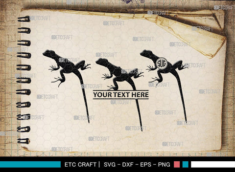 Gecko Monogram, Gecko Silhouette, Gecko SVG, Lizard Svg, Reptile Svg, Chameleon Svg, SB00269 SVG ETC Craft 