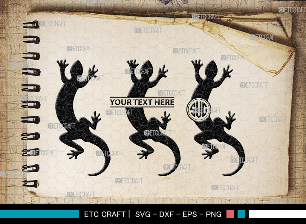 Gecko Monogram, Gecko Silhouette, Gecko SVG, Lizard Svg, Reptile Svg ...