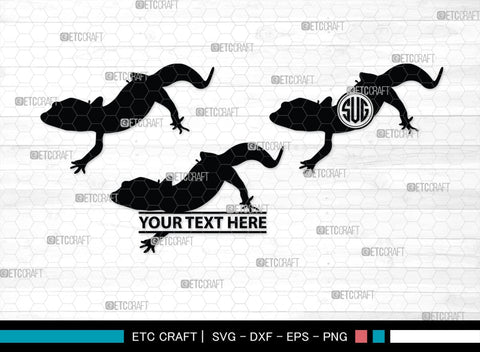 Gecko Monogram, Gecko Silhouette, Gecko SVG, Lizard Svg, Reptile Svg, Chameleon Svg, SB00269 SVG ETC Craft 