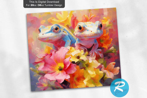 Geckos Spring Flower 20 oz / 30 oz Skinny Tumbler Sublimation Regulrcrative 