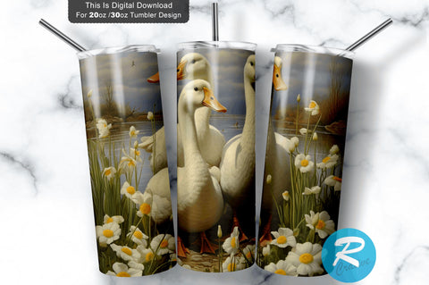 Geese Spring Flower 20 oz / 30 oz Skinny Tumbler Sublimation Regulrcrative 