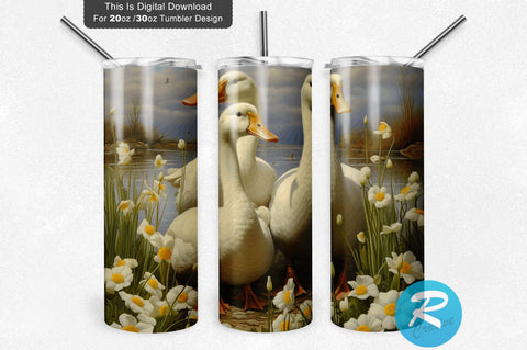 Geese Spring Flower 20 oz / 30 oz Skinny Tumbler Sublimation Regulrcrative 