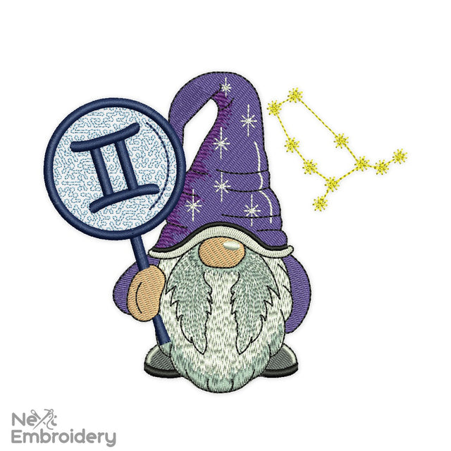 Gemini Gnome Embroidery Design Embroidery/Applique DESIGNS NextEmbroidery 