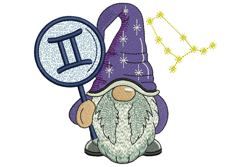 Gemini Gnome Embroidery Design, Zodiac Horoscope Embroidery designs, Machine Embroidery File Embroidery/Applique DESIGNS NextEmbroidery 