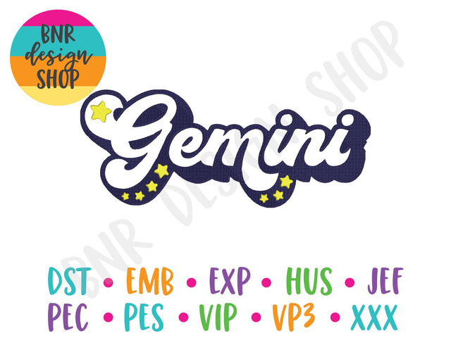 Gemini Machine Embroidery Design, Horoscope Embroidery Embroidery/Applique DESIGNS BNRDesignShop 
