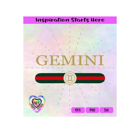 Gemini | Red Green Stripes | Horoscope | Astrology Symbol The Twins | May 21-June 20 - Transparent PNG SVG DXF - Silhouette, Cricut, ScanNCut SVG Aint That Sweet 