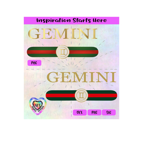 Gemini | Red Green Stripes | Horoscope | Astrology Symbol The Twins | May 21-June 20 - Transparent PNG SVG DXF - Silhouette, Cricut, ScanNCut SVG Aint That Sweet 