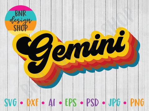 Gemini SVG File, Horoscope SVG, Retro SVG, Vintage SVG, SVG Cut File for Cricut Cutting Machines and Vinyl Crafting SVG BNRDesignShop 