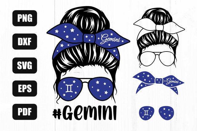 Gemini Svg, Gemini Zodiac Sign Svg, Mom Life Svg, Messy Bun Svg, Gemini Sublimation SVG Litke Designs 