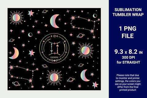 Gemini Tumbler sublimation, Zodiac sign sublimation tumbler Sublimation KMarinaDesign 