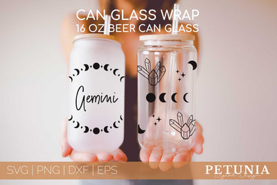 Gemini Zodiac Can Glass Wrap SVG | Beer Can Glass Wrap SVG SVG Petunia Digital Design 