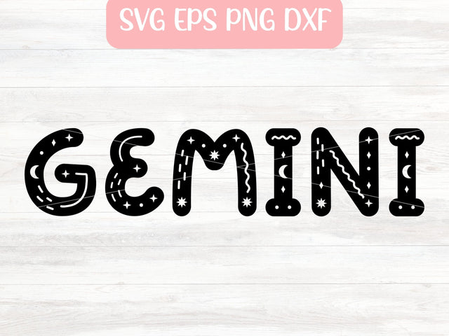Gemini Zodiac Sign SVG File for Cricut or Silhouette, Horoscope Sublimation PNG, Digital Download Commercial Use SVG Apple Grove Designs 
