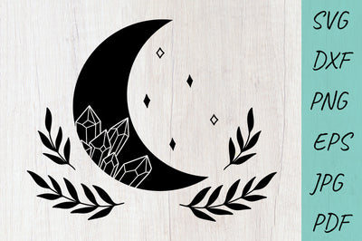 Gemstone SVG, Moon Crystals SVG, Boho moon, Mystical SVG SVG Irina Ostapenko 
