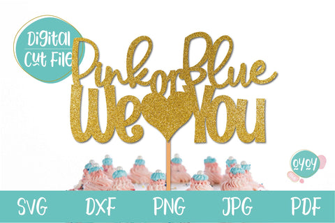 Gender Reveal SVG | Pink or Blue Cake Topper | Baby Shower SVG OyoyStudioDigitals 