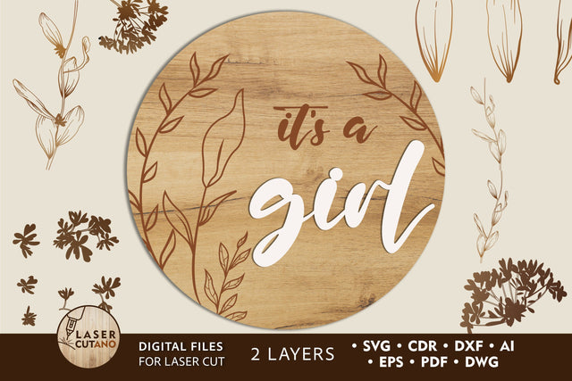 GENDER REVERAL PARTY Multilayer Laser Cut Files, Paper Cut, Mandala, Round Sign SVG, 3D Designs, Mini Design Bundles SVG LaserCutano 