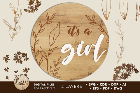 GENDER REVERAL PARTY Multilayer Laser Cut Files, Paper Cut, Mandala, Round Sign SVG, 3D Designs, Mini Design Bundles SVG LaserCutano 