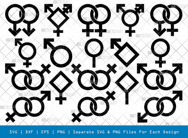 Gender Symbol SVG, Gender Silhouette, Transgender Svg, Gender Signs Svg, Hetero Svg, Male Svg, Female Svg, Gender Bundle SVG ETC Craft 