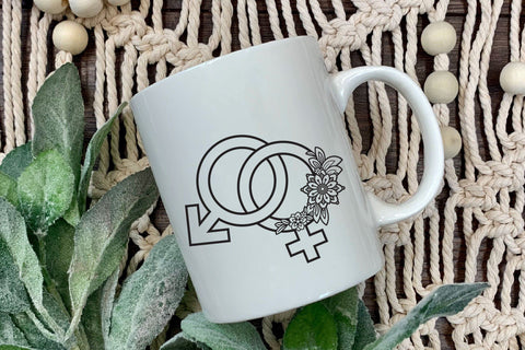 Gender Symbols SVG, Female and Male Icons with Flowers. SVG Elinorka 