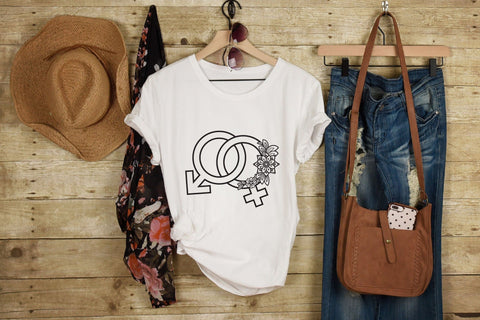 Gender Symbols SVG, Female and Male Icons with Flowers. SVG Elinorka 