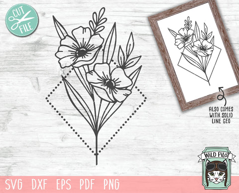 Geo Floral Diamond SVG Cut File SVG Wild Pilot 