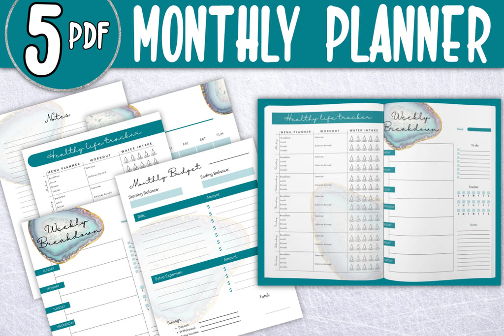 Geode printable Planner| Monthly planner 8.5X11PDF - So Fontsy