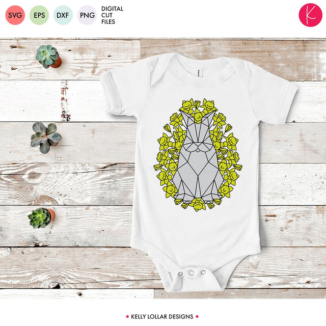 Geometric Bunny with Daffodils SVG Kelly Lollar Designs 