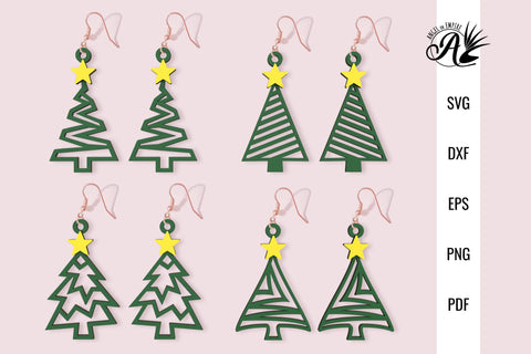 Geometric Christmas tree earrings SVG cut files SVG Angel on Empire 