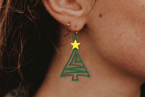 Geometric Christmas tree earrings SVG cut files SVG Angel on Empire 