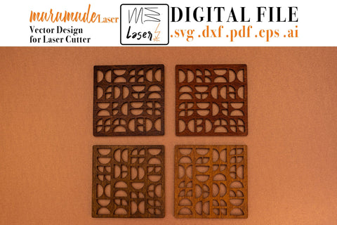 Geometric Coaster Digital Vector File for Laser Cutter. SVG MaramadeLaser 