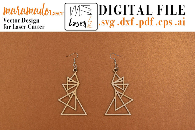 Geometric Earrings Digital Vector File for Laser Cutter. SVG MaramadeLaser 