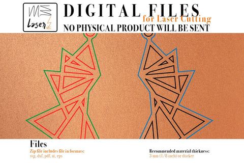 Geometric Earrings Digital Vector File for Laser Cutter. SVG MaramadeLaser 