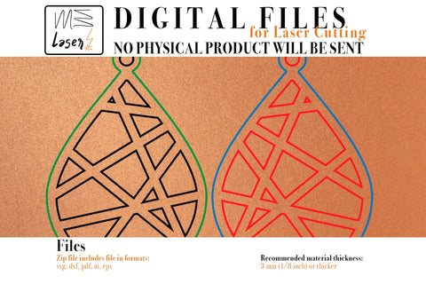 Geometric Earrings Digital Vector File for Laser Cutter. SVG MaramadeLaser 