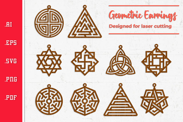 Geometric Earrings - Laser Cut SVG Files SVG Slim Studio 